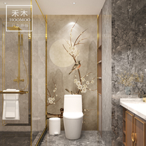 Foshan toilet tile toilet antique balcony porch living room art wall tile decoration painting new Chinese style plum blossom