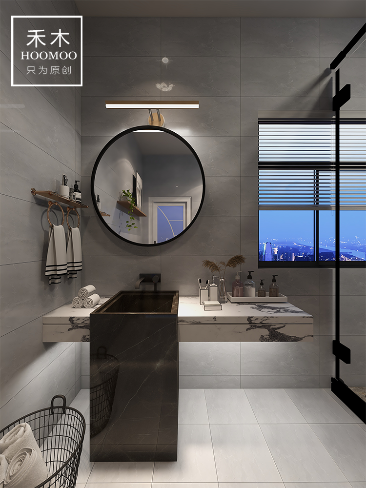 Tile collocation simple modern antique brick 300600 powder room wall brick floor tile gray waterproof slip lightning pattern