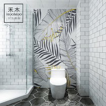 Hemu bathroom tile Modern Nordic toilet toilet bathroom toilet background wall tile pattern tropical plants