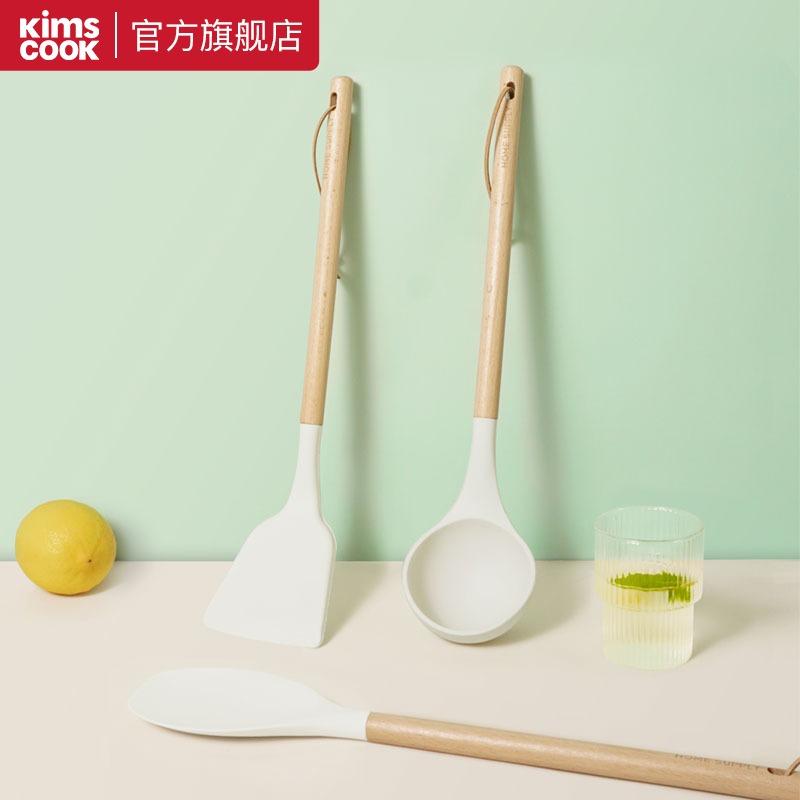 Korea kims cook Silicone spatula spoon set Pot set Full set of household kitchen supplies High temperature spatula spoon