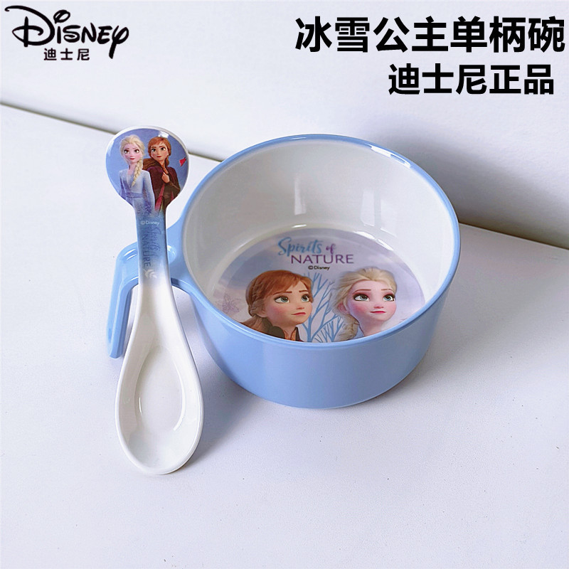 Disney Children's Bowl with Single Handle, Anti-Scalding, Household Use, for Baby Girls, Dining Bowl with Frozen Princess Handle, Cute Tableware Disney Children's Bowl with Single Handle, Anti-Scalding, Household Use, for Baby Girls, Dining Bowl with Frozen Princess Handle, Cute Tableware