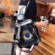 Europe Station New Womens Bag Bronzed Double Shoulder Bag Woman Fashion 100 Hitch Personality Superior Foreign Air Mass Capacity Backpack Woman