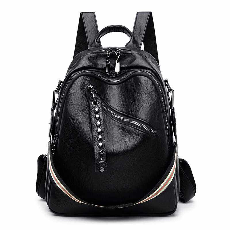 European Station Leather Backpack Women's 2022 New Ladies One-shoulder Backpack Large Capacity Fashion Versatile Rivet Backpack - Taobao