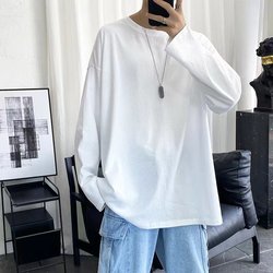 ເສື້ອຍືດແຂນຍາວສີແຂງສໍາລັບຜູ້ຊາຍໃນລະດູໃບໄມ້ປົ່ງແລະລະດູຫນາວໃນແບບຮົງກົງ trendy ວ່າງຊັ້ນໃນເສື້ອຢືດສໍາລັບຜູ້ຊາຍແລະແມ່ຍິງ sweatshirt tops