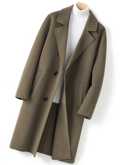 Autumn and winter new suit collar double-sided woolen cashmere coat men's mid-length casual 100% pure woolen woolen coat