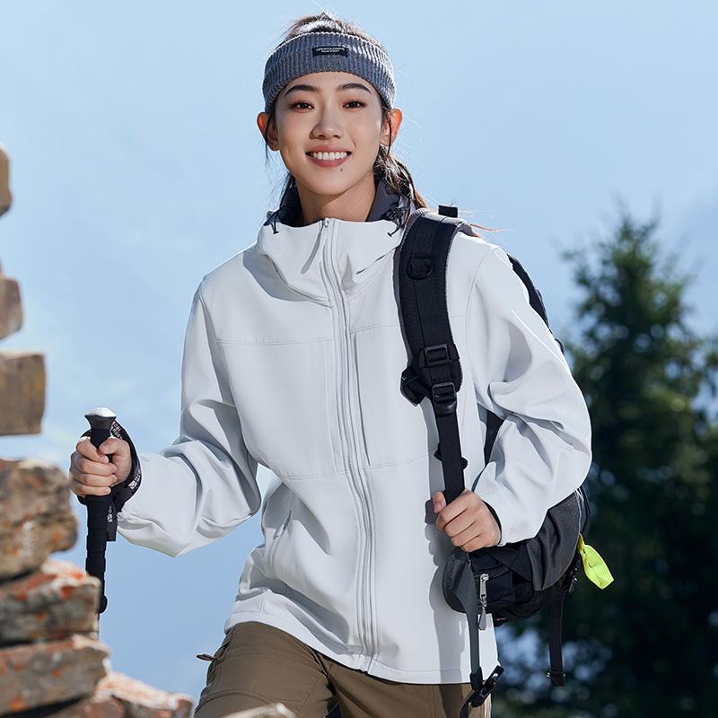 Outdoor Softshell Hooded Jacket for Men and Women, Sports Running Fitness Jacket, Windproof Jacket, Workwear with Printing