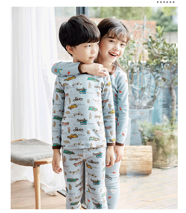 Đồ ngủ trẻ em cotton dày đồ lót trẻ em thiết lập trong quần áo trẻ em mùa thu lớn mùa thu và mùa đông mô hình chàng trai và cô gái bông áo lá cho bé gái