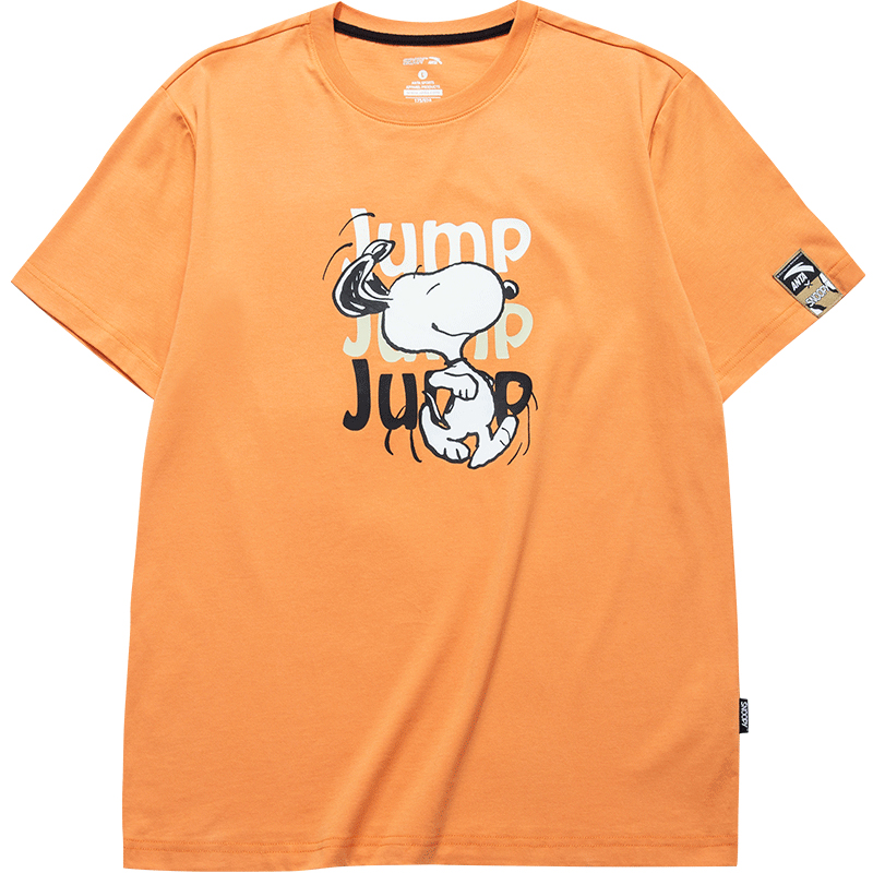 [Unisex] 3 Apricot Orange JumpAnta Snoopy Joint fund Short sleeve male 2021 summer lovers Compassionate motion T-shirt female leisure time easy Half sleeve