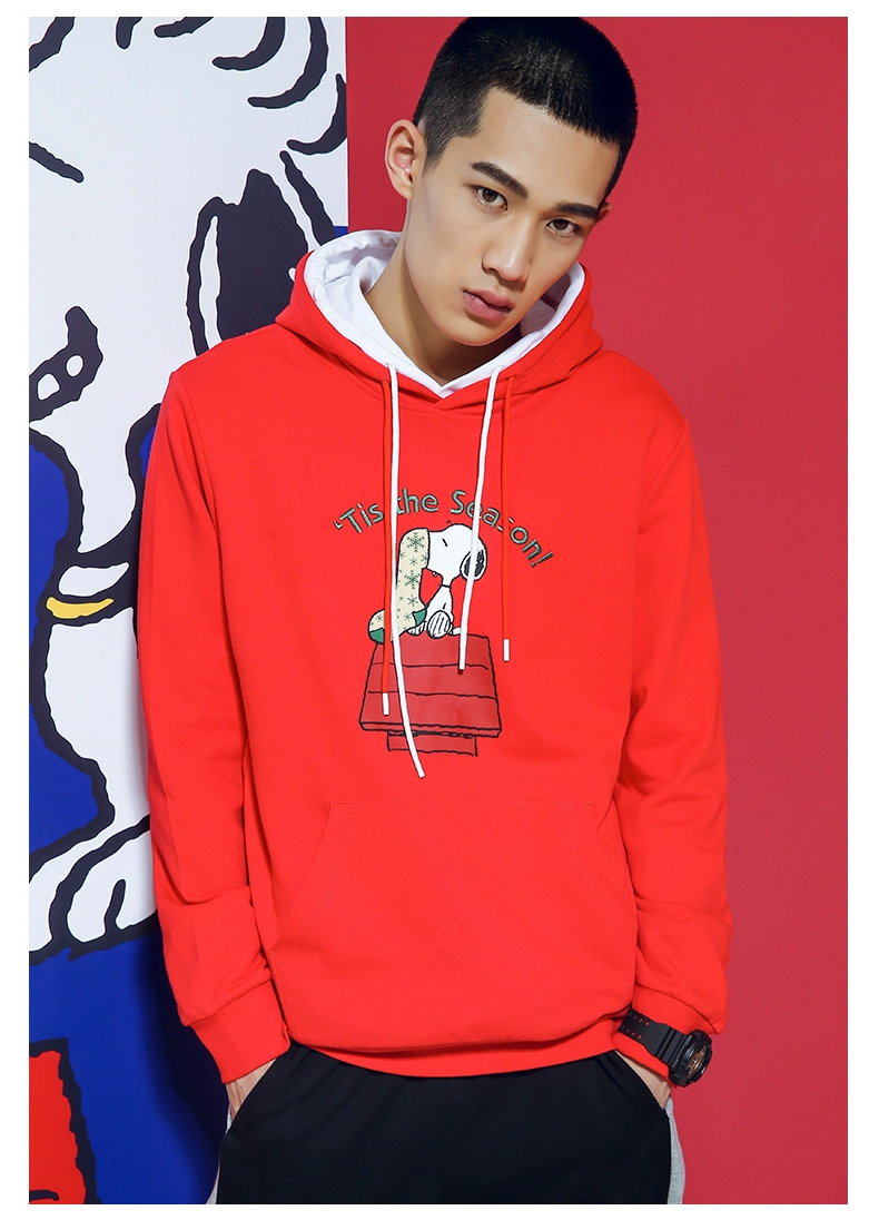 Anta & amp; SNOOPY đồng phục áo len 2019 xuân mới Snoopy xu hướng áo len thể thao trùm đầu - Thể thao lông cừu / jumper áo khoác hoodie nữ có dây kéo