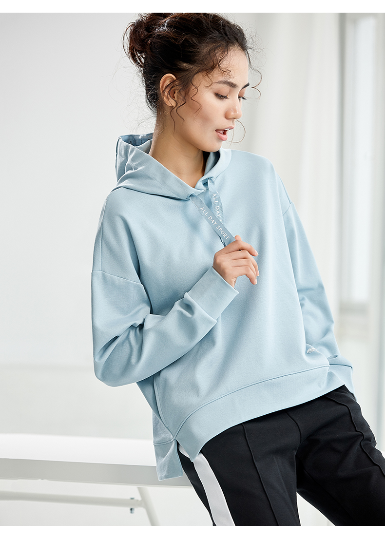 Anta áo len nữ 2019 xuân mới rắn màu lỏng lẻo áo len thể thao trùm đầu nữ ngắn đoạn 16917721K - Thể thao lông cừu / jumper áo phông tay dài