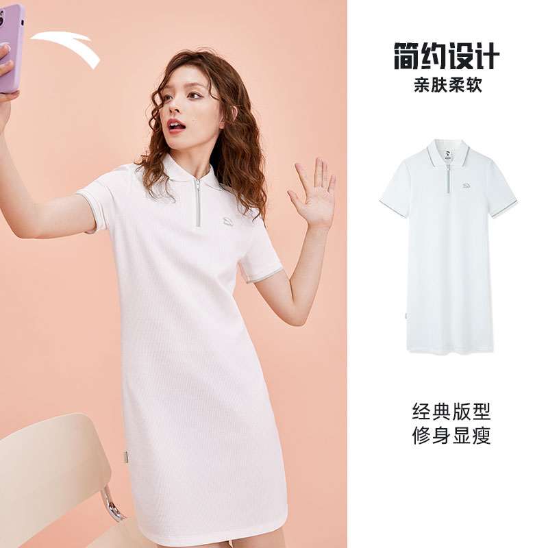 Ann Stepping Short Sleeve Polo Shirt Dress Lady Summer New Half Zipped Collar Knit Blouse 162328205-Taobao