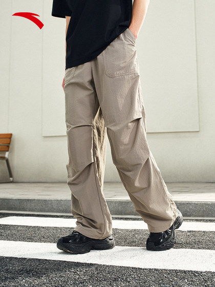 安踏伞兵裤休闲长裤男裤夏季轻薄透气冰丝直筒裤子