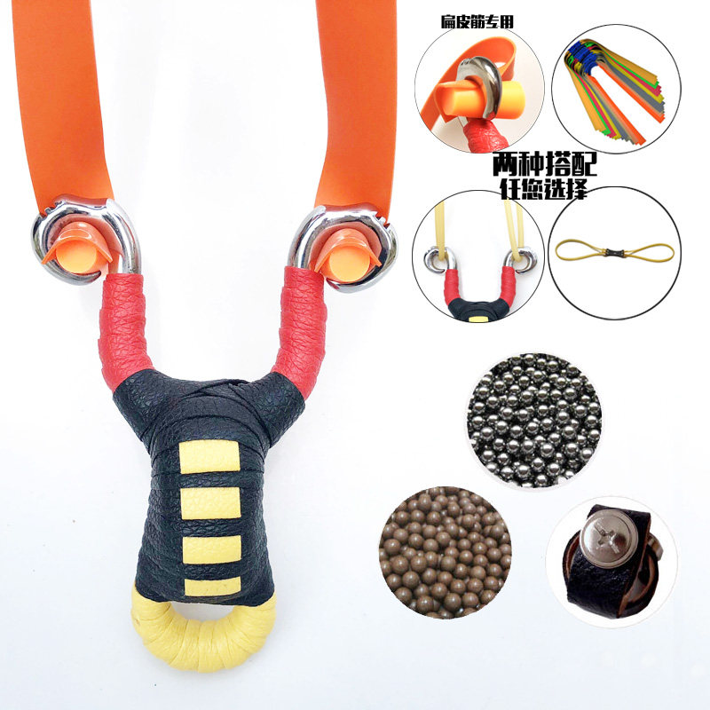 Flat leather slingshot leather rib group Tibetan antelope traditional anti-curl hook leather tendon powerful stainless titanium steel slingshot frame-Taobao