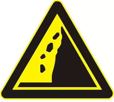 Custom pay attention to the left falling stone sign sign, reflective road sign, speed limit 5, height limit, width limit, vehicle warning sign