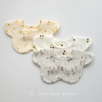 ins autumn and winter newborn baby double-sided organic cotton yarn baby bib bib petal 360 degree princess saliva towel