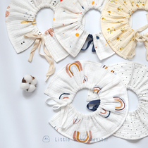 little Monster newborn baby organic cotton yarn baby bib pocket lace-up shawl super soft saliva towel