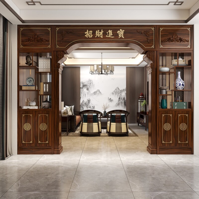 New Chinese-Style Screen Partition for Living Room, Moon-Shaped Door Facing the Entrance, Solid Wood Reception Room, Villa Archway Divider New Chinese-Style Screen Partition for Living Room, Moon-Shaped Door Facing the Entrance, Solid Wood Reception Room, Villa Archway Divider