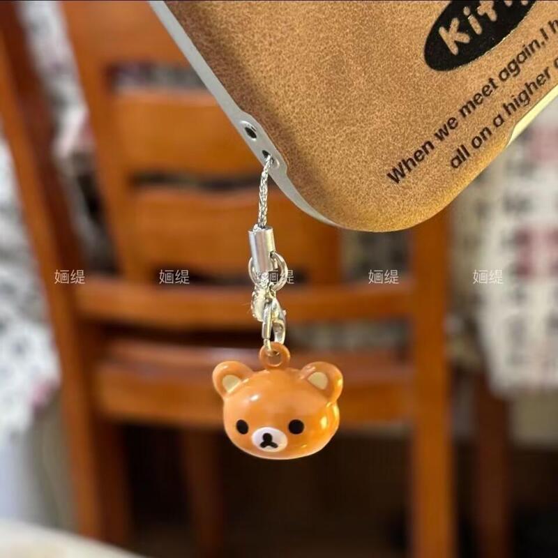 Cute Rilakkuma Lazy Bear Bell Pendant Student Phone Charm Backpack Small Ornament Bear Keychain