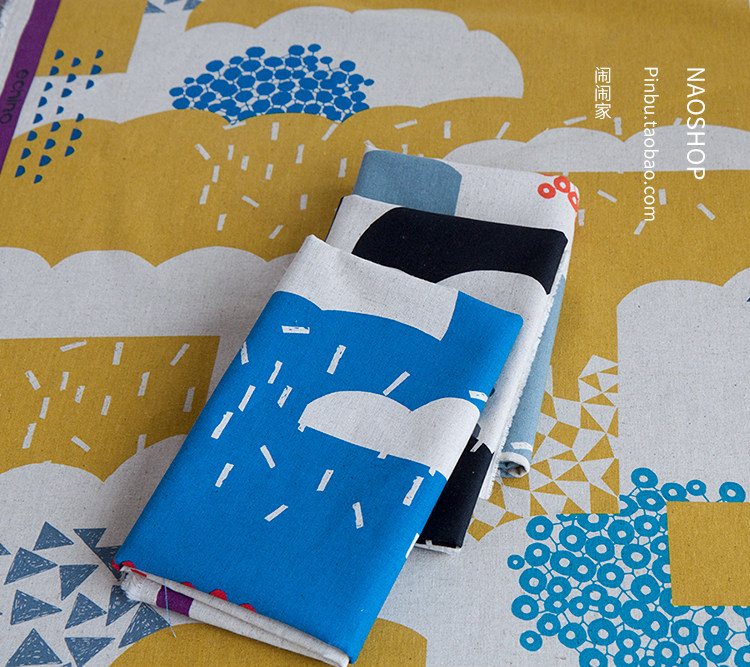 半米價鬧鬧家日本kokka面料古家悅子系列棉麻手工diy布料云朵三角 露天拍賣