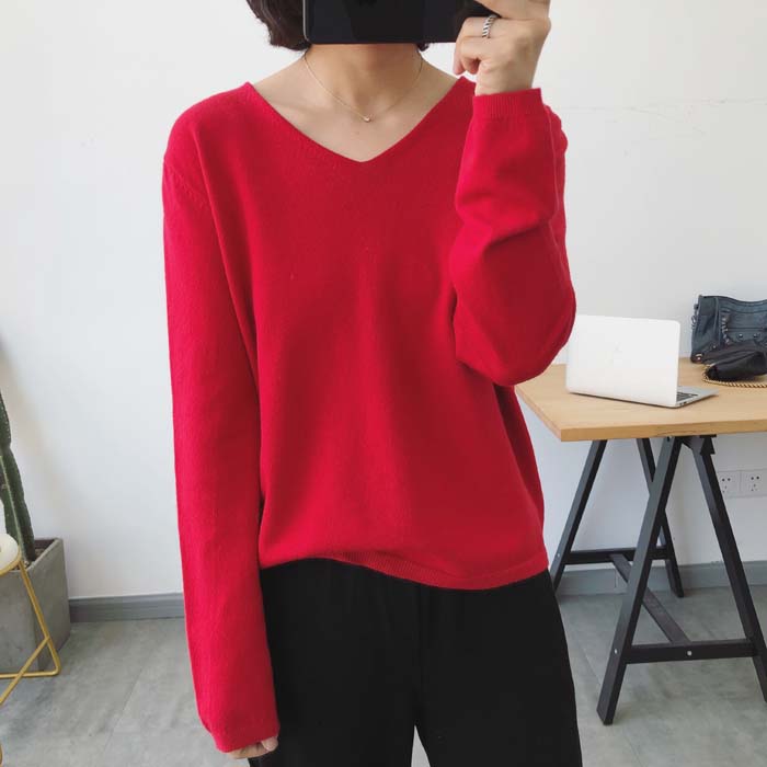 Bên trong mặc áo len mỏng cổ chữ V dài tay mùa thu nữ 2018 mới áo khoác cardigan nữ