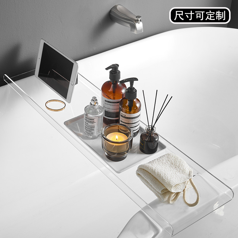 Bathroom Bathtub Rack, Light Luxury Washroom Hotel Bath Storage Shelf, Transparent Non-Slip Bathroom Organizer Bathroom Bathtub Rack, Light Luxury Washroom Hotel Bath Storage Shelf, Transparent Non-Slip Bathroom Organizer