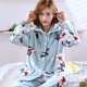 Korean style winter thickened flannel pajamas for women long-sleeved cute set large size coral velvet home clothes spring and autumn styles