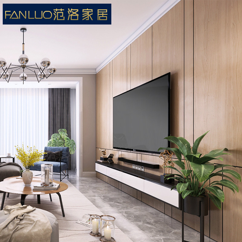 Wood veneer wall panel Decorative panel Video wall Background wall Living room Bedroom invisible door wall skirt Whole house custom