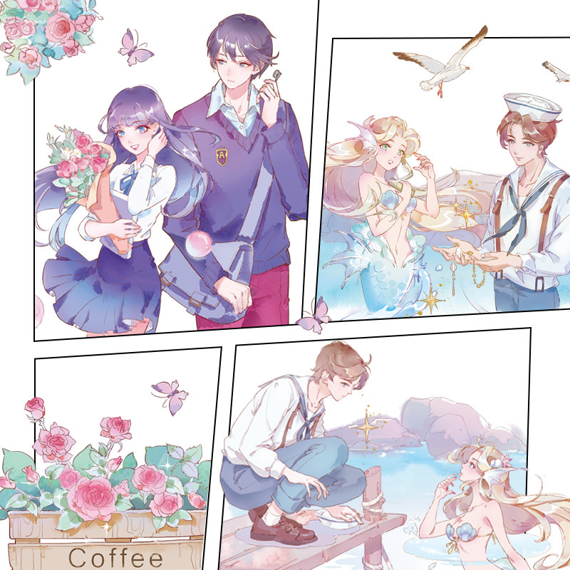 Romance Series Collections Hand Ledger Tape Larp Ep original and paper Whole Rolls Non-Split People Fish Day Ensemble Teenage