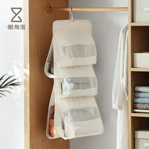 Lazy corner fabric bag hanging bag storage wardrobe hanging home multi-layer transparent dustproof storage bag 66676