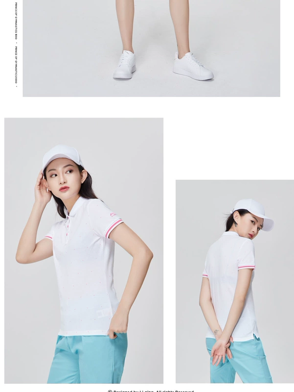 Li Ning ngắn tay áo polo nữ 2019 mới mùa hè ve áo màu rắn thể thao thời trang giản dị áo sơ mi POLO - Áo polo thể thao