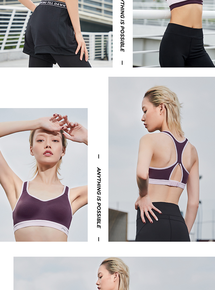 Đồ lót thể thao nữ Li Ning mới chuyên nghiệp hàng loạt hỗ trợ chiều cao bó sát thể thao ngắn - Đồ lót thể thao áo tập gym