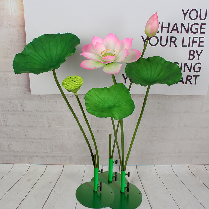 Simulation Lotus high quality simulation flower lotus leaf Pu hand touch flower Chinese home decoration fake flower pond high-grade realistic