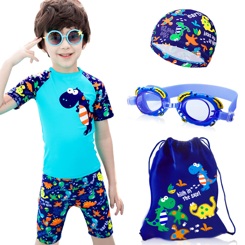 Children's Swimsuit Boys Swimsuit Boys Breakup Small Children's Little Dinosaur Swimsuit Korean Baby Hat