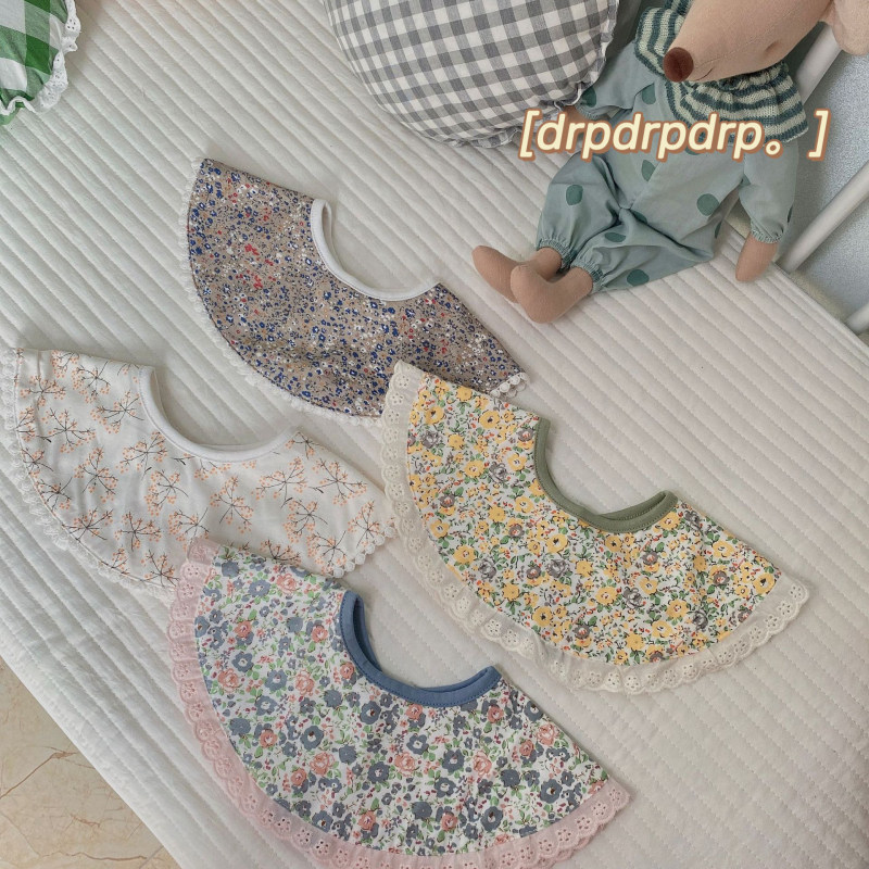 drpdrpdrp Japanese pastoral style small fresh floral spring and summer pure cotton baby bib 360-degree baby saliva towel