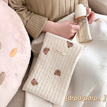 drpdrpdrp Korea ins embroidery bear mummy bag go out lightweight hand bag mobile phone storage bag zipper bag