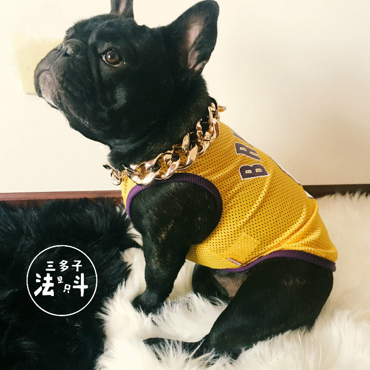 Fadou clothes Yingdou Pug bully basketball uniform vest mesh ultra-thin Lakers tide breathable sports fat dog jersey