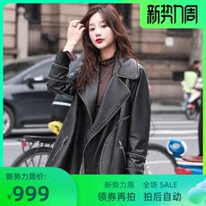 Кожаная куртка 真皮皮衣女中长款休闲外套2021年春秋新款绵羊皮海宁