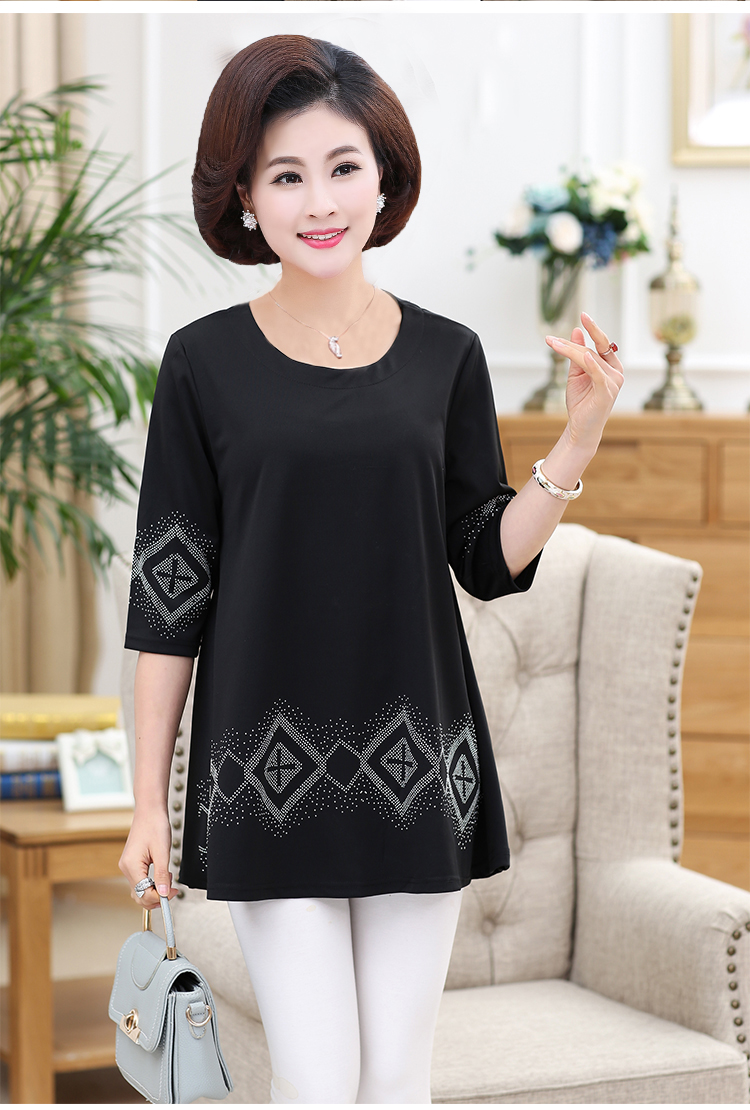Áo sơ mi tay dài mùa xuân và hè tay áo cộng với phân bón XL áo sơ mi nữ trung niên phiên bản Hàn Quốc của áo sơ mi chạm đáy 200 kg - Quần áo của mẹ váy cho phụ nữ trung niên