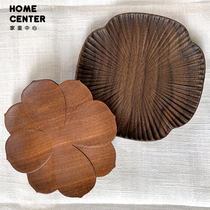 Home center Japanese black walnut coaster hand carved four leaf clover heat insulation mat wooden snack plate
