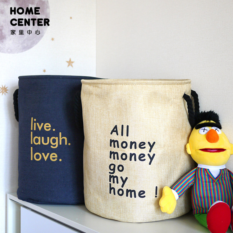 Home Center thickened cotton linen Large Number of Contained Blue Children Toys Miscellaneous Clothing Finishing Dirty Laundry Basket Can Fold