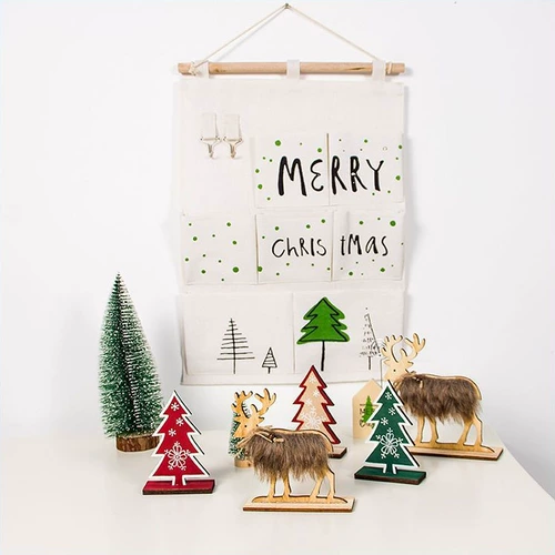 Рождественские украшения хранилище в карманной двери за холстом -мусором Студент Студент Стол Стол Стол Поселкивающей сумки с крючком с крючком