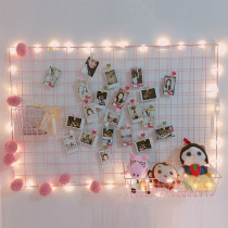 Net red shop decoration ins pink grid photo wall girl heart private object fairy room bedroom layout chic
