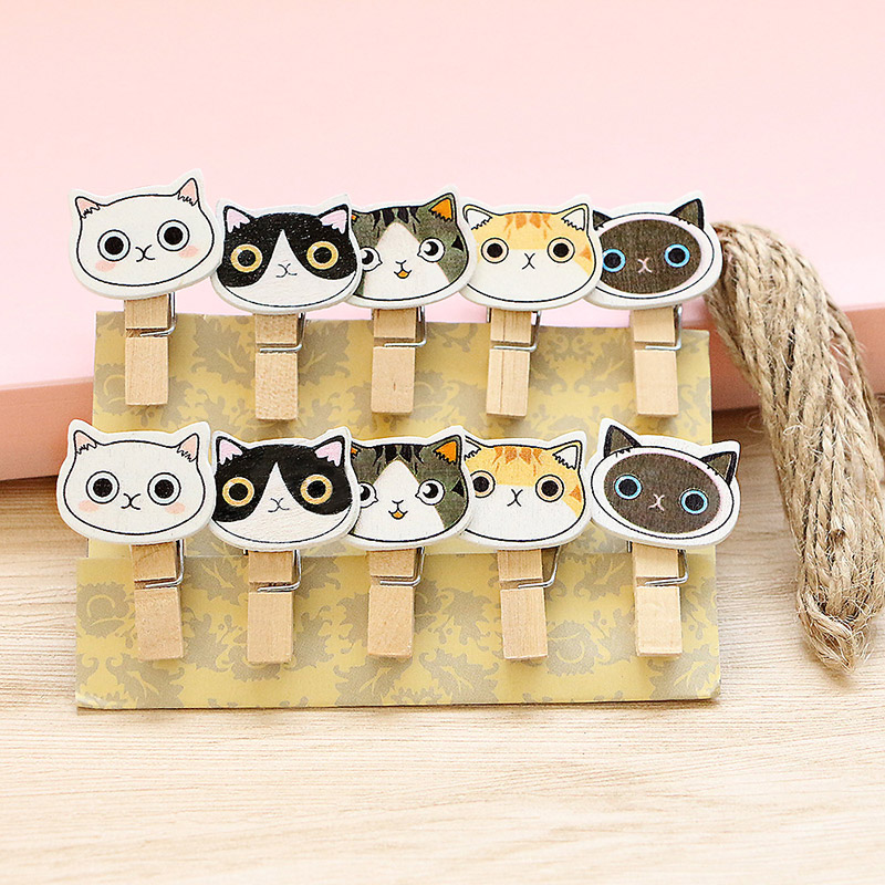 Animal Kitten Photo Entrainment With Hemp Rope Photo Message Wooden Small Clips Ins Nets Red Girl Room Adornment