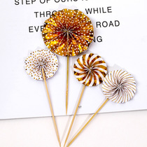 ins baking folding fan flower sun flower cake decoration inserted birthday party sweet pint decoration scene plugin