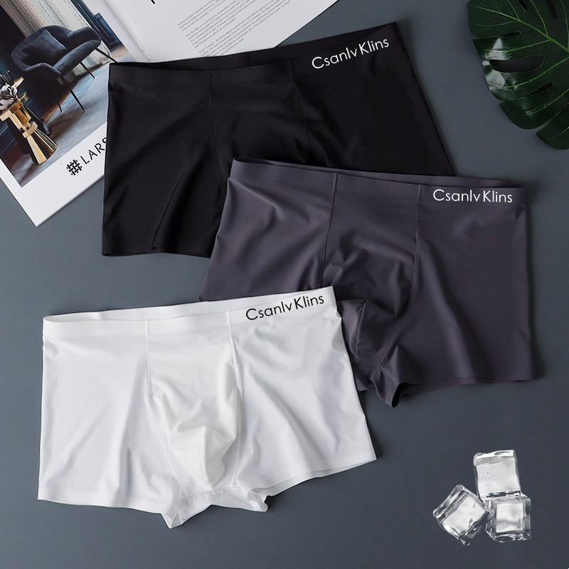 Authentic Men's Underwear, Ice Silk Seamless Boxer Shorts, Summer Thin Style, Trendy Sports Men's Boxer Briefs