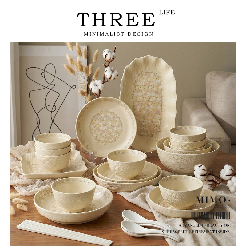 Tlife·Mimo·Dinnerware Set for Home Use, High Aesthetic Value, Practical, Beautiful, Underglaze Colored Ceramic Set |   Mi Mo