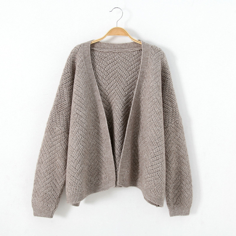Sweater Cardigan, Loose-Fitting Women's Jacket, Early Autumn New Style, Hollow-Out, Gentle Style, Outerwear, Knitted, Buttonless Shawl, Long-Sleeved Top