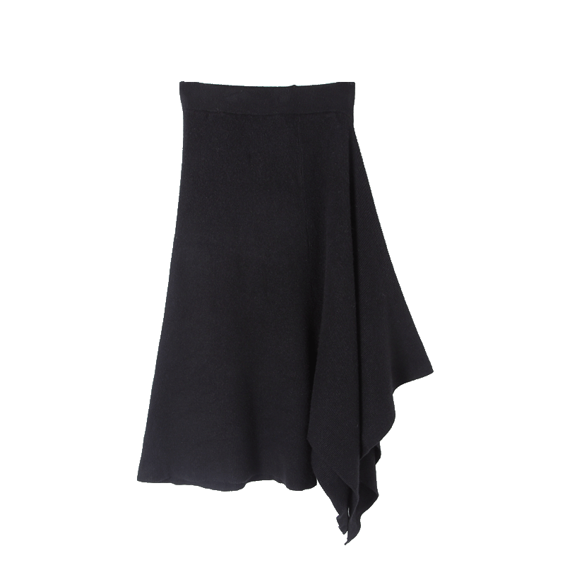 Knitted Korean style autumn and winter new A-line skirt with large hem