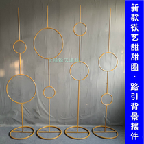 New wedding props wrought iron circle ornaments stage decoration frame love donut round iron frame