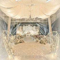 New wedding iron arc Crystal road guide fence stage decoration fence golden flower stand bead curtain geometric ornaments